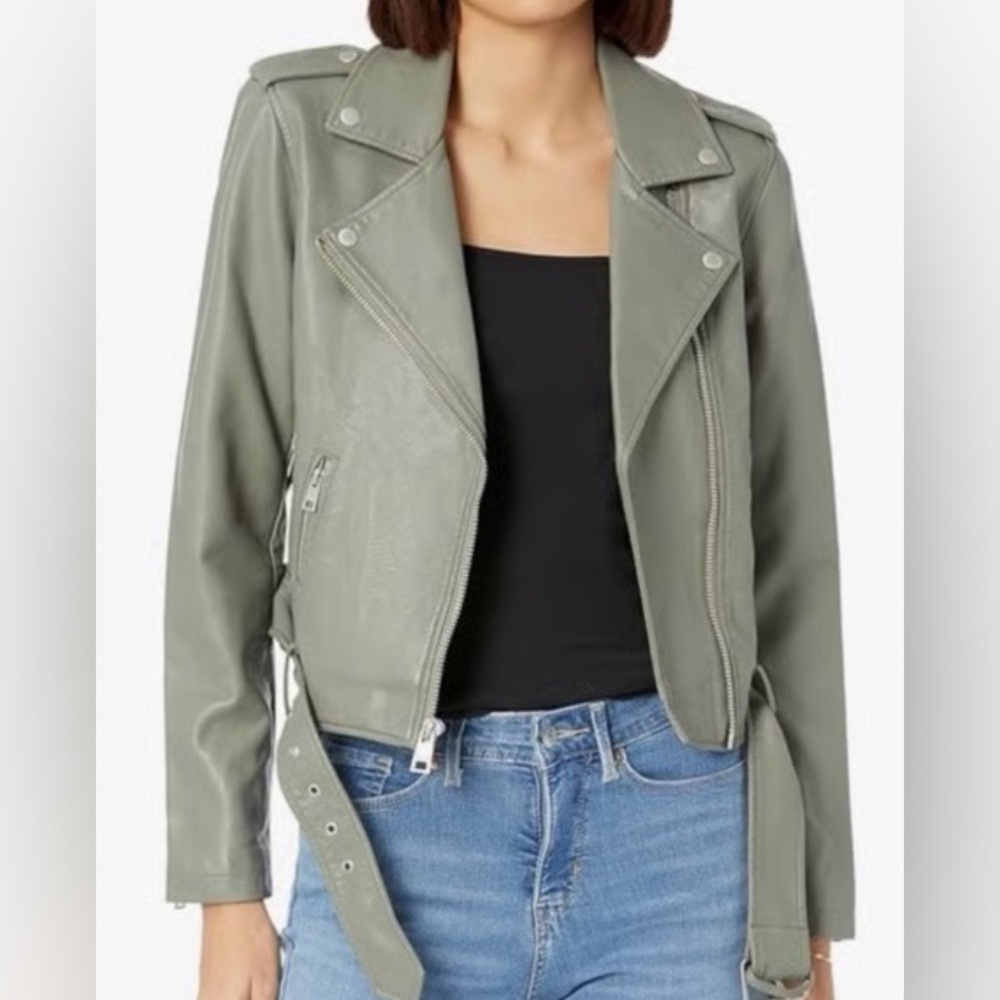 Levi’s Faux Leather Belted Moto Jacket - NWOT - Size 3X Sage Green